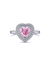 Anello In Argento Sterling Con Zirconi Rosa A Forma Di Cuore