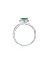 Anello In Argento Sterling 925 Con Smeraldo Rotondo