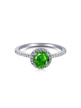 Anello In Argento Sterling 925 Con Smeraldo Rotondo