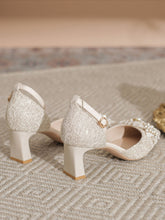 Scarpe Da Sposa Con Perle E Tacco Grosso