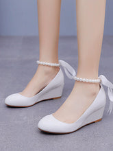 Scarpe Mary Jane Con Tacco Platform Punta Tonda Decorate Con Perline