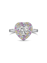 Anello In Argento Sterling Con Zirconi Colorati A Forma Di Cuore