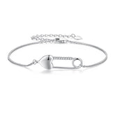 Braccialetto A Catena In Argento Sterling Con Spilla A Cuore