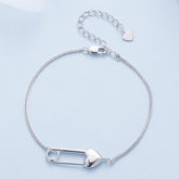Braccialetto A Catena In Argento Sterling Con Spilla A Cuore