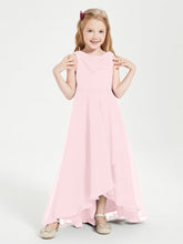 Abiti Da Damigella Junior Asimmetrici Moderni con Scollo A Cappuccio Rosa Cipria