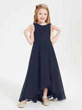 Abiti Da Damigella Junior Asimmetrici Moderni con Scollo A Cappuccio Blu Scuro