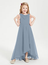 Abiti Da Damigella Junior Asimmetrici Moderni con Scollo A Cappuccio Azzurro Polvere