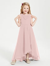 Abiti Da Damigella Junior Asimmetrici Moderni con Scollo A Cappuccio Rosa Polvere