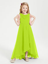 Abiti Da Damigella Junior Asimmetrici Moderni con Scollo A Cappuccio Verde Lime