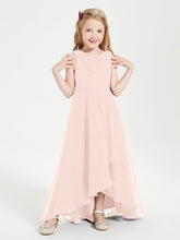 Abiti Da Damigella Junior Asimmetrici Moderni con Scollo A Cappuccio Rosa Perlato
