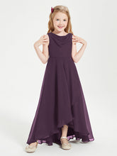 Abiti Da Damigella Junior Asimmetrici Moderni con Scollo A Cappuccio Prugna