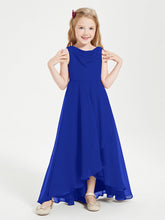 Abiti Da Damigella Junior Asimmetrici Moderni con Scollo A Cappuccio Blu Royal