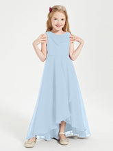 Abiti Da Damigella Junior Asimmetrici Moderni con Scollo A Cappuccio Blu Cielo
