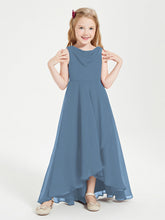 Abiti Da Damigella Junior Asimmetrici Moderni con Scollo A Cappuccio Blu Ardesia