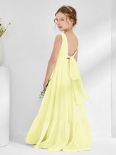 Abiti Damigella Junior In Chiffon Senza Maniche Con Fiocco Narciso