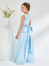 Abiti Damigella Junior Con Scollo Bateau E Volant Blu Cielo