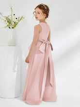 Abiti Damigella Junior Con Scollo Bateau E Volant Rosa Polvere