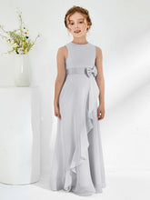 Abiti Damigella Junior Con Scollo Bateau E Volant Argento