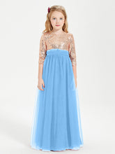Abiti Damigella Junior Glamour Top Con Paillettes Blu