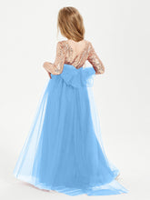 Abiti Damigella Junior Glamour Top Con Paillettes Blu