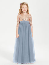 Abiti Damigella Junior Glamour Top Con Paillettes Azzurro Polvere