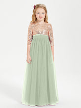 Abiti Damigella Junior Glamour Top Con Paillettes Salvia Polvere
