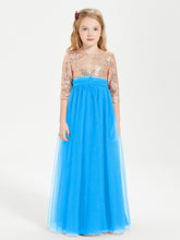 Abiti Damigella Junior Glamour Top Con Paillettes Blu Oceano