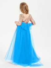 Abiti Damigella Junior Glamour Top Con Paillettes Blu Oceano