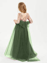 Abiti Damigella Junior Glamour Top Con Paillettes Verde Oliva