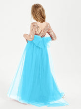 Abiti Damigella Junior Glamour Top Con Paillettes Blu Piscina