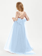 Abiti Damigella Junior Glamour Top Con Paillettes Blu Cielo