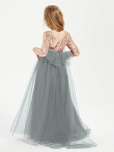 Abiti Damigella Junior Glamour Top Con Paillettes Grigio Acciaio
