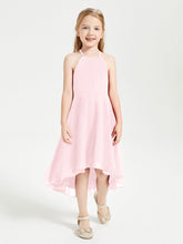 Abiti Damigella Junior Alla Moda Lunghezza Al Polpaccio Gonna Asimmetrica Rosa Cipria