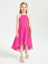 Abiti Damigella Junior Alla Moda Lunghezza Al Polpaccio Gonna Asimmetrica Fucsia