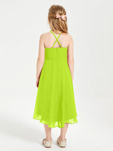 Abiti Damigella Junior Alla Moda Lunghezza Al Polpaccio Gonna Asimmetrica Verde Lime