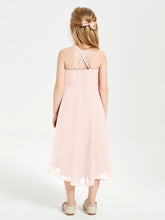 Abiti Damigella Junior Alla Moda Lunghezza Al Polpaccio Gonna Asimmetrica Rosa Perlato