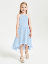 Abiti Damigella Junior Alla Moda Lunghezza Al Polpaccio Gonna Asimmetrica Blu Cielo