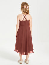 Abiti Damigella Junior Alla Moda Lunghezza Al Polpaccio Gonna Asimmetrica Terracotta
