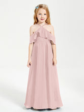 Abiti Damigella Junior Lungo Con Spalle Scoperte Rosa Polvere
