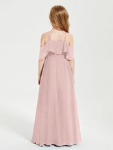 Abiti Damigella Junior Lungo Con Spalle Scoperte Rosa Polvere