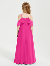 Abiti Damigella Junior Lungo Con Spalle Scoperte Fucsia