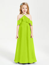 Abiti Damigella Junior Lungo Con Spalle Scoperte Verde Lime