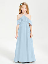 Abiti Damigella Junior Lungo Con Spalle Scoperte Blu Cielo
