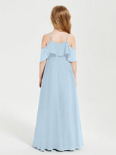 Abiti Damigella Junior Lungo Con Spalle Scoperte Blu Cielo