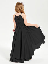 Abiti Damigella Junior In Chiffon Gonna Asimmetrica A Cascata Nero