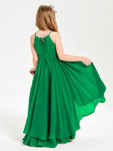 Abiti Damigella Junior In Chiffon Gonna Asimmetrica A Cascata Smeraldo