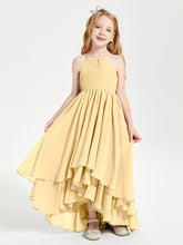 Abiti Damigella Junior In Chiffon Gonna Asimmetrica A Cascata Oro