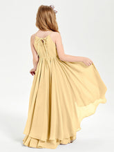 Abiti Damigella Junior In Chiffon Gonna Asimmetrica A Cascata Oro
