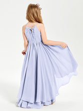 Abiti Damigella Junior In Chiffon Gonna Asimmetrica A Cascata Lavanda
