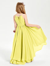 Abiti Damigella Junior In Chiffon Gonna Asimmetrica A Cascata Limone